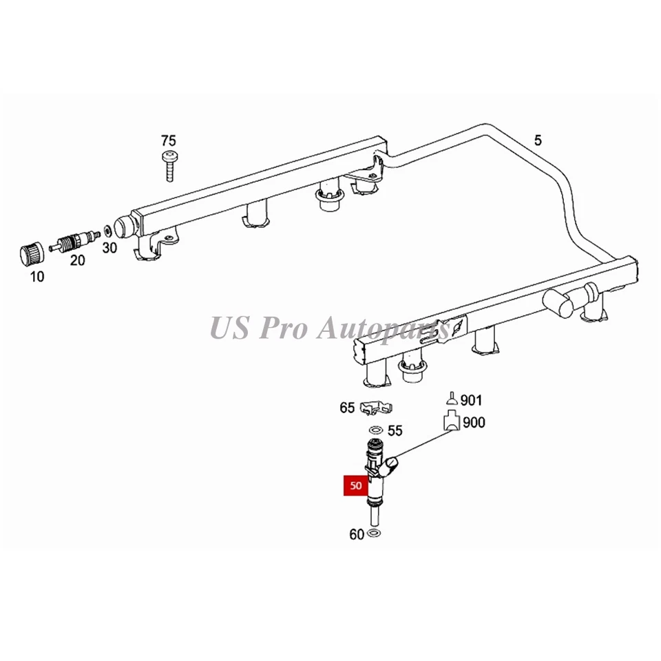 Inyector de combustible para Mercedes C300 2008-12 3,0 L A2720780249 OEM VDO Continental Foto 4 de 4