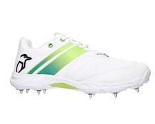 Kookaburra Pro 2.0 Spike Shoes - White/Lime - US 11.5