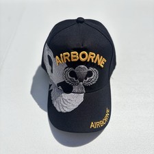 Airborne Black Military Veteran Cap Adjustable Embroidered Army Hat