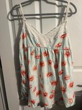 Victoria's Secret Women's Babydoll Nightie Floral Lace XLarge Cotton