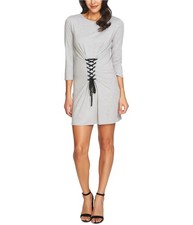 1.STATE Womens Light Heather Jersey Corset Dress, Grey, Large