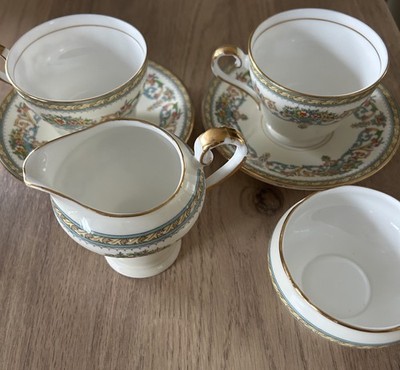 Vintage Aynsley Henley Muster. Tasse & Untertassen x 2, Milchkännchen & Zuckerdose