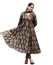 Women Printed Angarakha Flared Kurta and Pant Set with Dupatta