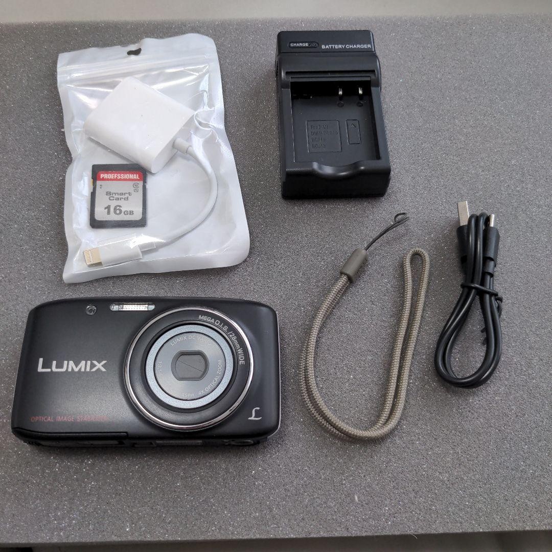 【美品】Panasonic LUMIX DMC-S2 ブラック SDカード付き Panasonic Lumix DMC-S2 Black Compact Digital Camera with SD