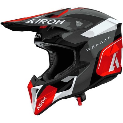 CASCO HELM MOTO CROSS ENDURO AIROH WRAAAP CONQUER RED GLOSS 22.06 TG XS