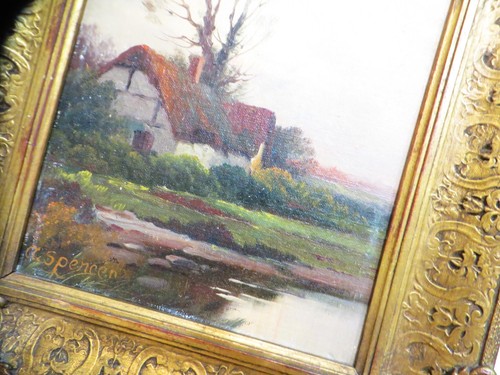 Paar gerahmte viktorianische Landschaftsszene Gemälde von Augustus Spencer - Bild 10 von 23