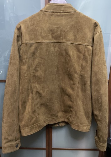 Emporio Armani Collezione Faux Suede Leather Moto Biker Zip Up Jacket Chest 46 - Picture 2 of 11