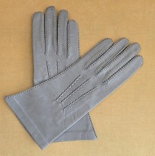 Vintage New Old Stock Soft Kid Gray Leather 10" Long Gloves Sz.7.5 France