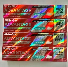 4X WHITE GLO ADVANTAGE STRONG MINT PROFESSIONAL WHITENING TOOTHPASTE 3.5oz NEW