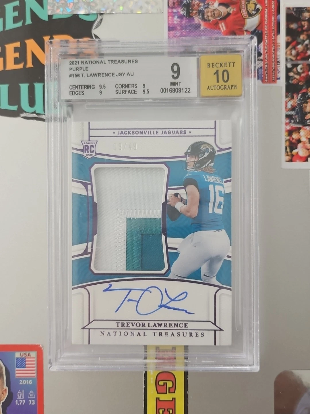 Trevor Lawrence Panini National Treasures #156 Patch Autograph-Purple