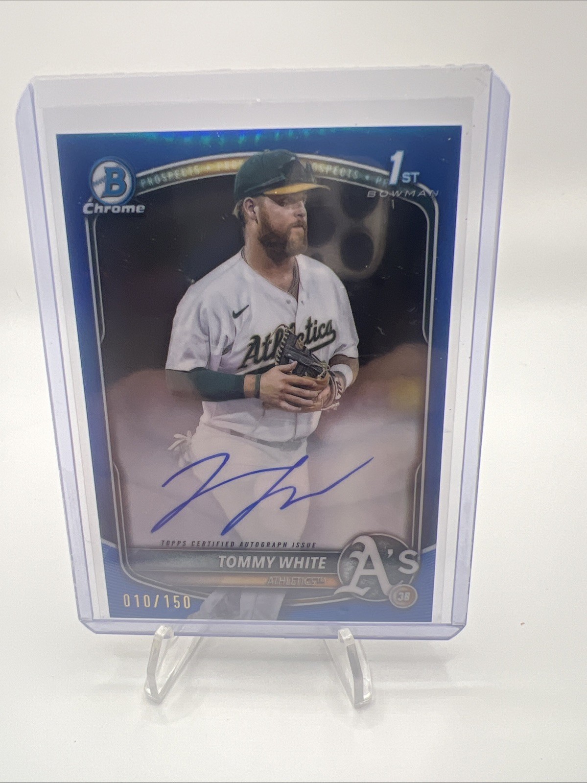 Tommy White 2025 1st Bowman Chrome True Blue Refractor Auto 10/150 Athletics