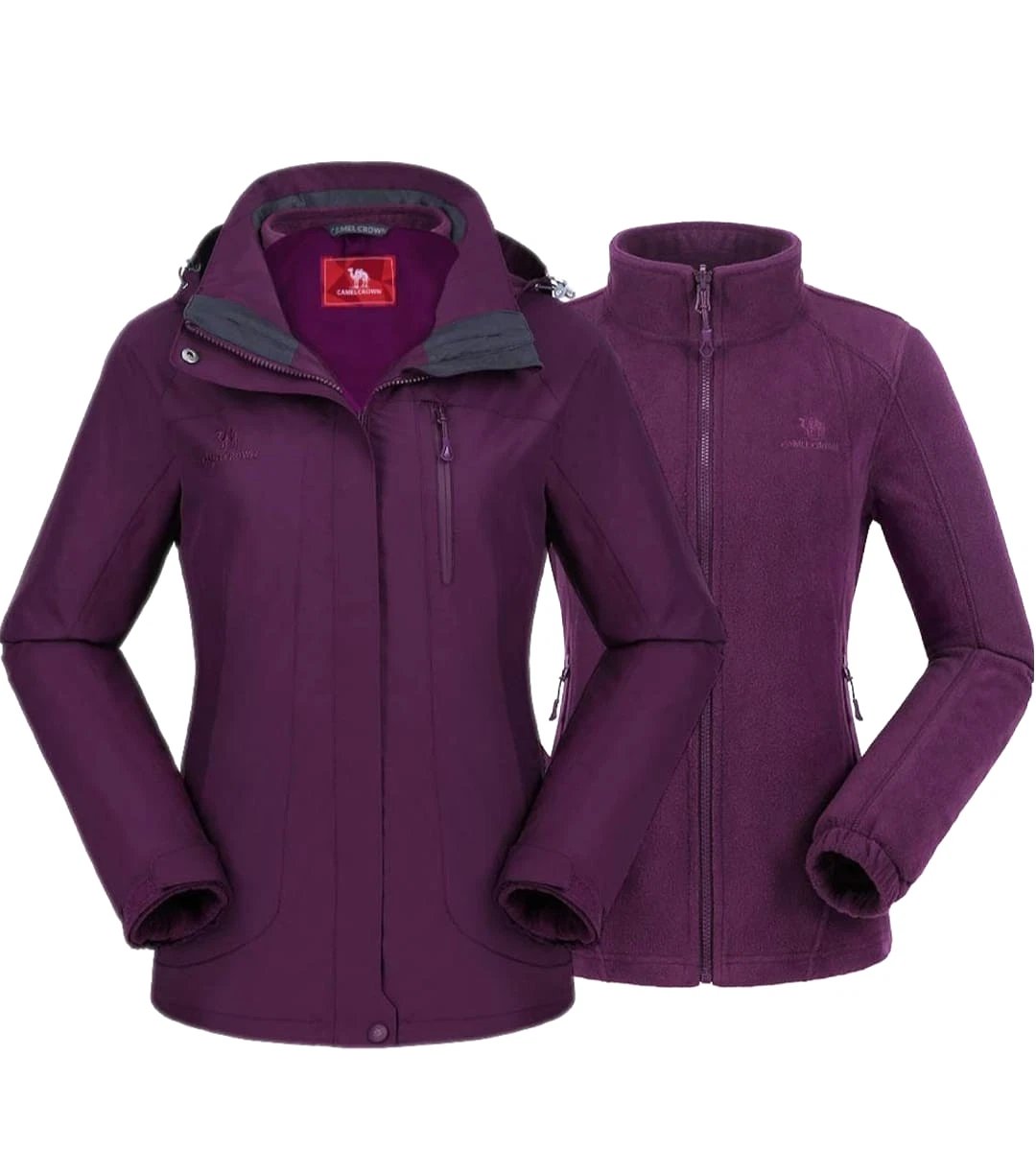 Camel Crown Women's Purple Mountain Snow Waterproof Ski Windproof Winter Coat