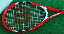 Wilson Federer Tennis Racquet - Red/Black/White 3 4