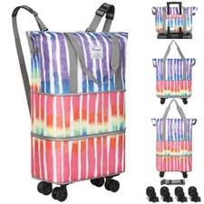 Rolling Duffel Bag - Foldable Expandable Duffle With Wheels for Travel, Lugga...