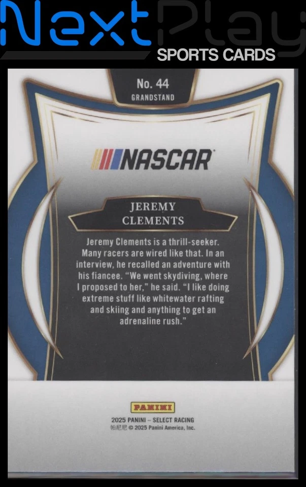 2025 Panini Select #44 – Jeremy Clements | - Image 2 of 2