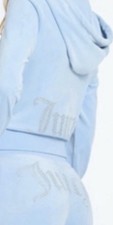 NEW NWT JUICY COUTURE Velour OG Bling Tracksuit Set Frosted Light Blue Size L
