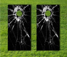 Broken Glass Shatter Hole Cornhole Board Game Decal Wrap Laminated Bag Toss USA