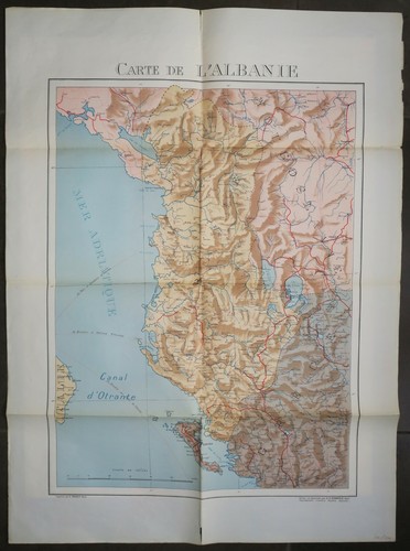 ALBANIE - "CARTE de l'Albanie", par N.S. STAMIRIS. XXème. En couleurs - Picture 2 of 2