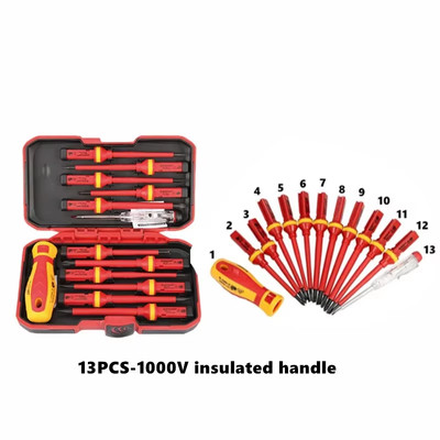 15-teilig 380 V/13-teilig 1000 V isoliertes Schraubendreher-Set Magnetschlitz-Bits Elektriker