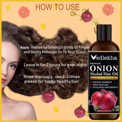 Vedlekha Onion Hair Oil with Red Onion Extract & Anti Dandruff 100ml - Picture 7 of 14
