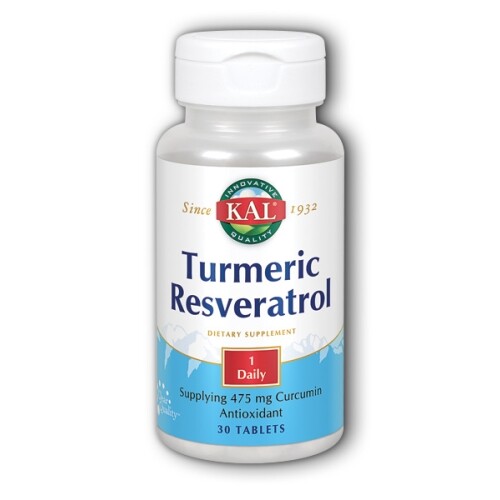 Turmeric Resveratrol 30 Tabs By Kal - Picture 1 of 1