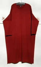 SALE! Eskandar RED  Handloomed Merino Wool Round Neck 48" Long Sweater Dress 