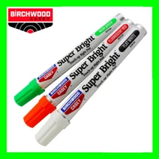 Birchwood Casey Super Bright Paint Pens Neon Green,Fluorescent Red,Flat White