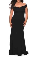 La Femme Curve Black Off the Shoulder Gown Size 14 Orig $368