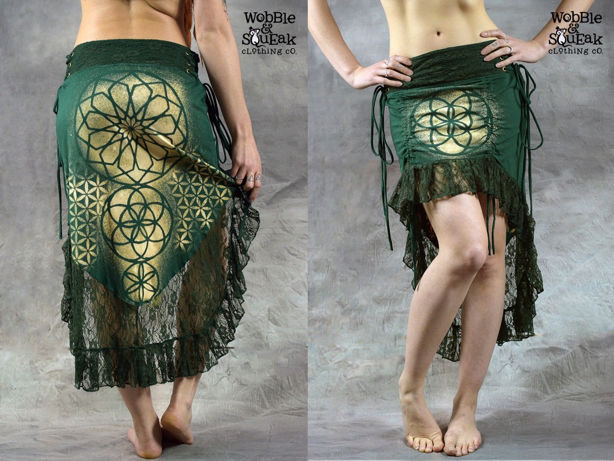 MANDALA FLOWER SKIRT Pixie Lace Hippy Boho Steampunk Bohemian