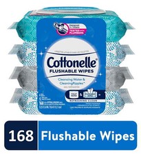 Cottonelle Flushable Wet Wipes 4 Flip-Top Packs of 42 Wipes 168 Total Wipes