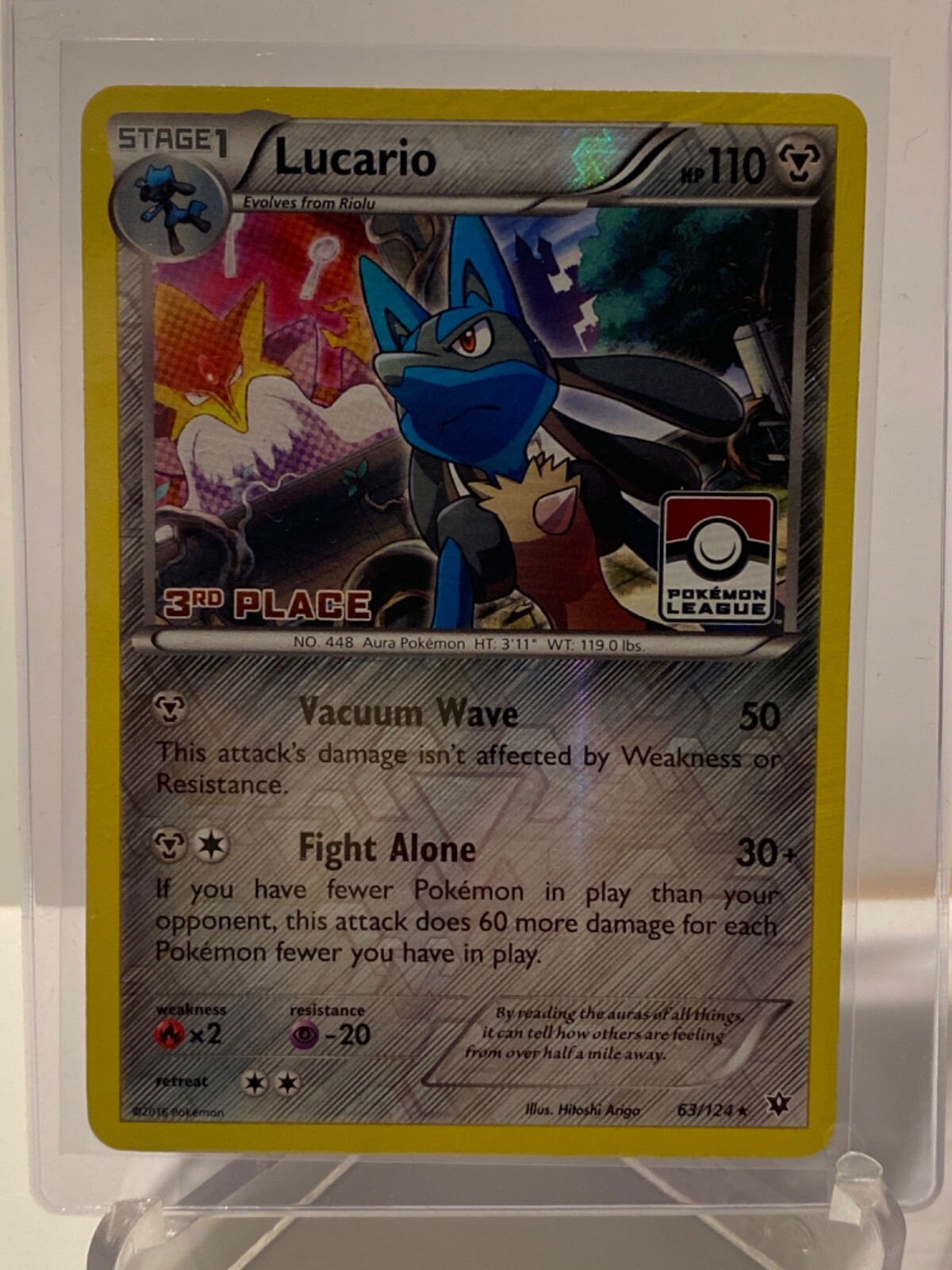 Lucario 3rd Place Trophy Reverse HOLO Rare XY Fates Collide 63/124 NM Pokemon