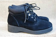 1990's 9.5 Suede Leather ANkle Boots Lace Up Platform