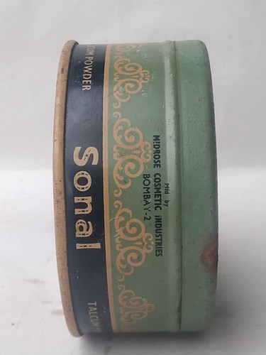 VINTAGE ADVERTISING TIN LITHO BOX SONAL TALCUM POWDER LADY FACE COLLECTIBLE 1960 - Picture 4 of 8