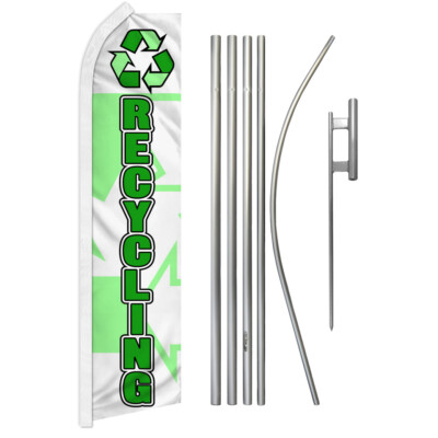 Recycling Swooper Flutter Feather Advertising Flag Pole Kit Recycle Center Here