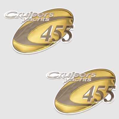 Cruisers Yachts 455 Gold Gray Silver 7 X 4 1 2 In Raised Boat Decals Pair Ebay