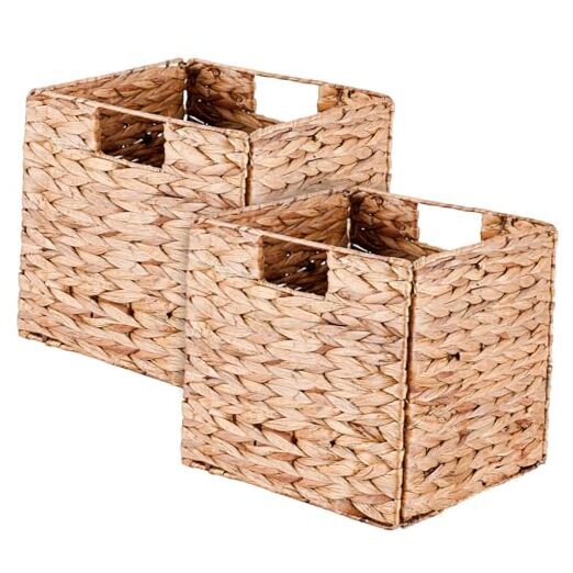Foldable Dark Water Hyacinth Storage Baskets for Home Organizing 9x9-image