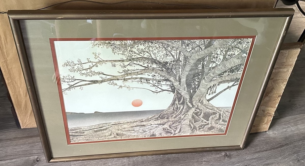 Michael Arth Tropical Fig Tree Framed Print Litho Mid Century 70's