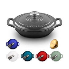 Signature Enameled Cast Iron Braiser, Non-Stick Serving Pot with Tight Fittin...