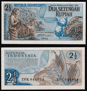 Indonesia 2 50 rupiah 1961 Woman & Farmers P79 Prefix DFK UNC