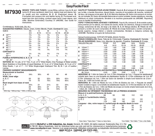 McCall 7930 Sz 4-22 Boho Peasant Baby Doll Empire Gathered Shirt Relaxed Pattern - Picture 4 of 4