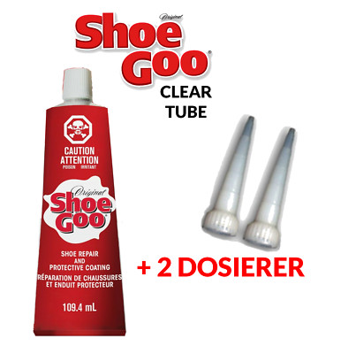SHOE GOO Clear 109,4 ml + 2 DOSIERER / Schuhkleber Skateboard Modellbau TUBE Neu