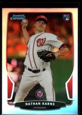NATHAN KARNS WASHINGTON NATIONALS REFRACTOR ROOKIE   SP 2013 BOWMAN CHROME B6