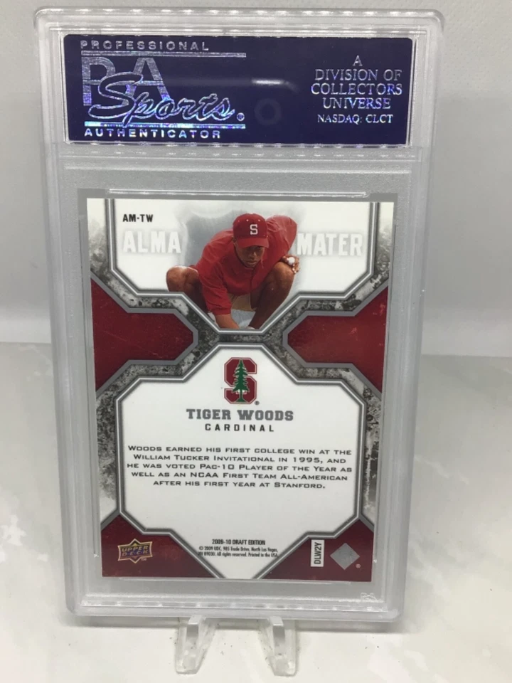 2009 UD Draft Edition Alma Mater Red #AM-TW Tiger Woods PSA 8.5 (3 in all grades - Image 2 of 2