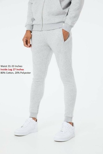 Men's Casual Slim Fit Grey Jogger Waist 