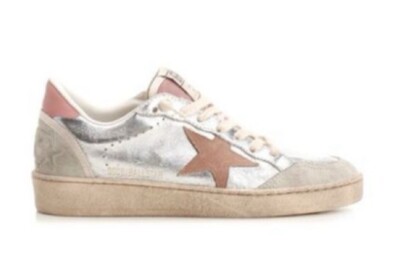 Size 7.5 - Golden Goose Ball Star Silver Ash Rose Ice W