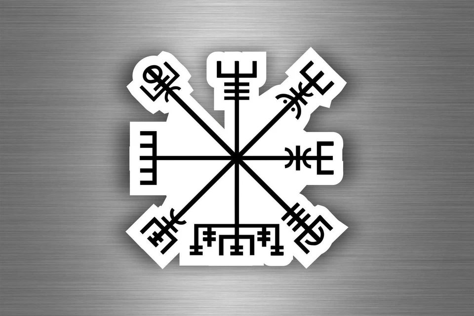 Autocollant sticker islandais symbole magique viking odin Vegvísir boussole r1