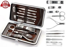 12pcs Manicure Pedicure Nail Face Care Kit Cutter Clippers Case Unisex Gift Set
