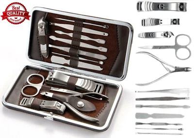 AHUB Kit de cuidado facial de uñas pedicura manicura 12 piezas estuche cortapelos unisex conjunto de regalo