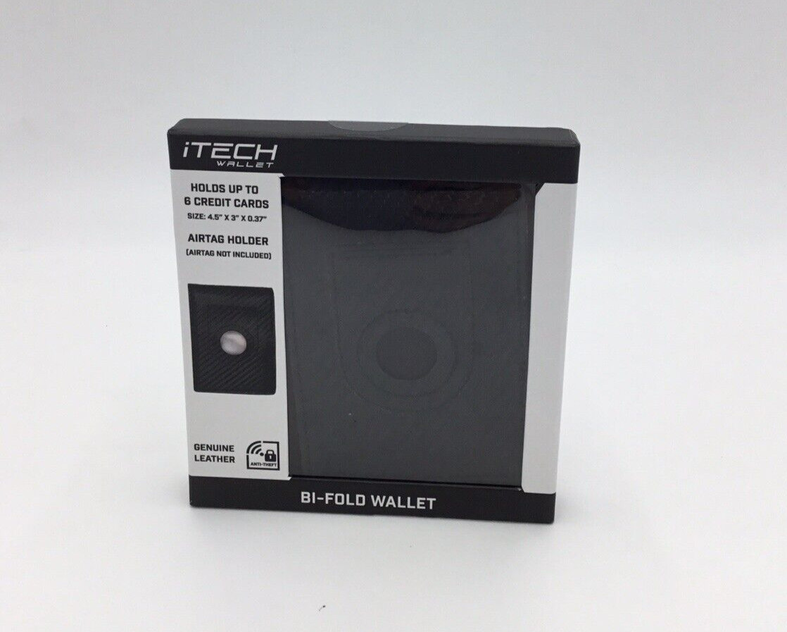 Мужской кошелек iTech Bi Fold с держателем AirTag -Черный - Натуральная кожа-ITW-017 2990₽