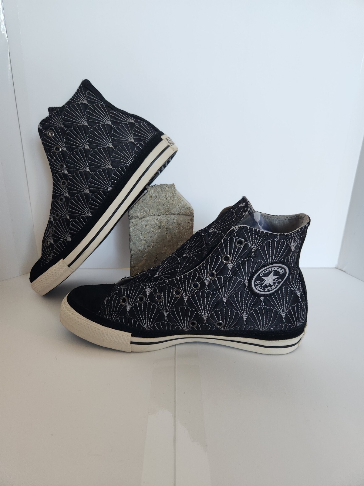 Converse Shell Toes Converse Embroidered Quilted Shell Black Suede